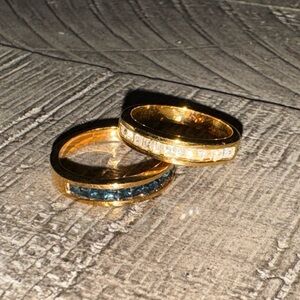 White and Blue Stone Gold Ring Set